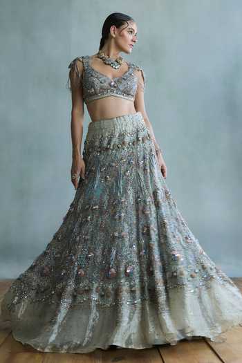 Falsa Celeste Pearl Embellished Lehenga Set 