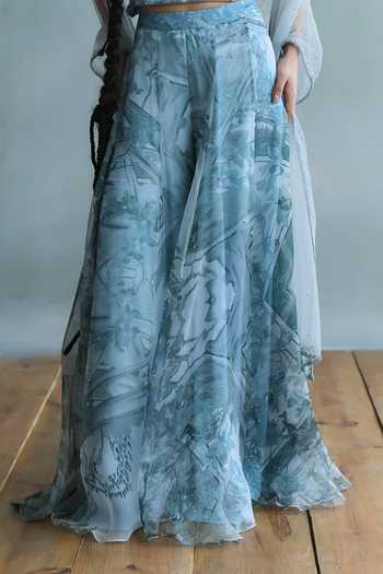 Shop Falsa Blue Organza, Tulle, Shantoon Sweetheart Neck Serein Printed Top Sharara Set Online at Aza Fashions Shop_Falsa_Blue Organza, Tulle, Shantoon Sweetheart Neck Serein Printed Top Sharara Set _Online_at_Aza_Fashions