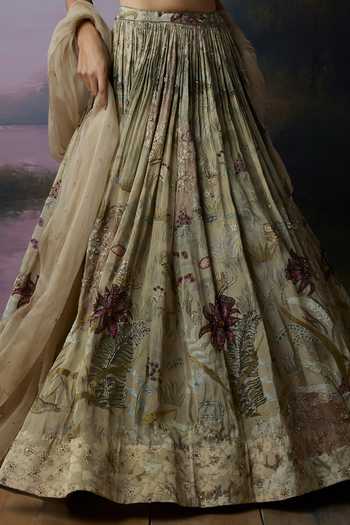 Falsa_Gold Shantoon, Organza Sweetheart Neck Daydream Zardozi Work Lehenga Set _at_Aza_Fashions