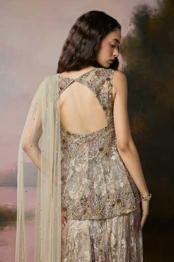 Falsa Lucent Embroidered Top Sharara Set 