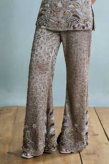 Shop Falsa Grey Tissue, Shantoon Halter Neck Moonlight Embroidered Top Pant Set Online at Aza Fashions Shop_Falsa_Grey Tissue, Shantoon Halter Neck Moonlight Embroidered Top Pant Set _Online_at_Aza_Fashions