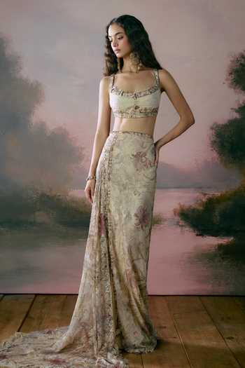 Falsa Reverie Embroidered Blouse & Skirt Set 