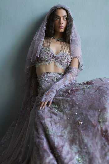 Falsa Pink Tulle, Shantoon, Chantelle Sweetheart Neck Lilac Embroidered Lehenga Set Online at Aza Fashions Falsa_Pink Tulle, Shantoon, Chantelle Sweetheart Neck Lilac Embroidered Lehenga Set _Online_at_Aza_Fashions