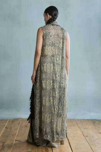 Falsa Sage Hand Embroidered Jacket Pant Set 