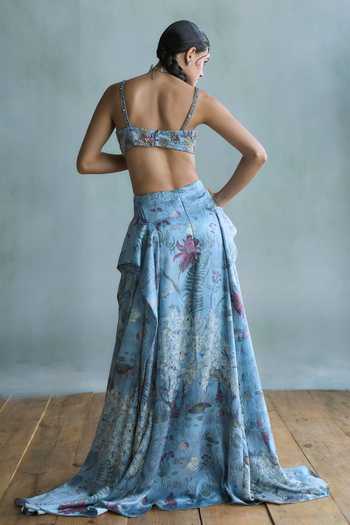 Falsa Bluebell Hand Embroidered Blouse & Skirt Set 