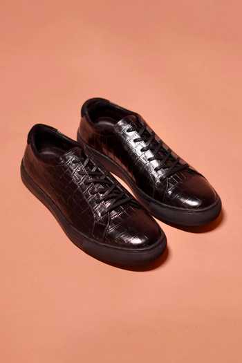 Dmodot Scarpo Croco Textured Leather Sneakers 