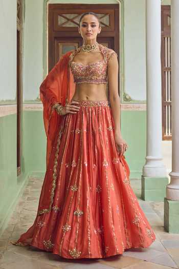 Tamanna Punjabi Kapoor Gerua Embroidered Lehenga Set