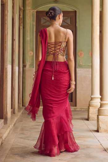 Tamanna Punjabi Kapoor Gulaab Pre-Draped Saree With Blouse