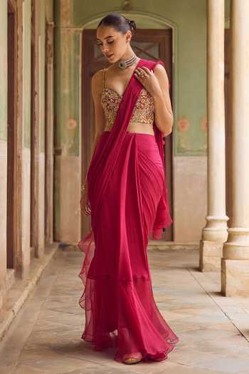 Tamanna Punjabi Kapoor Gulaab Pre-Draped Saree With Blouse