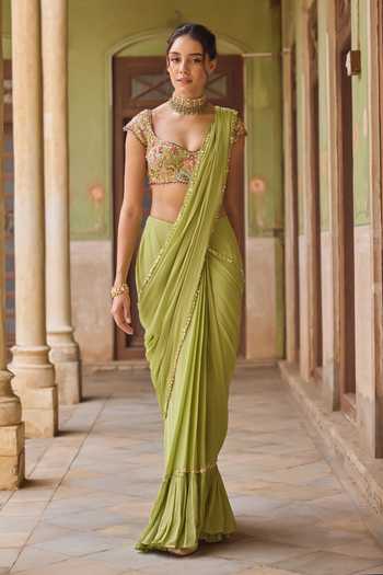Tamanna Punjabi Kapoor Inaara Pre-Draped Saree With Blouse