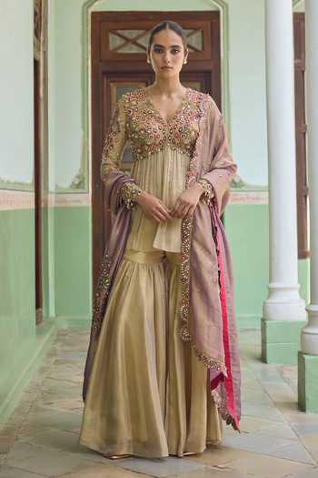 Tamanna Punjabi Kapoor Nazia Embroidered Kurta Gharara Set