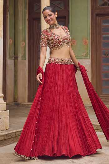 Tamanna Punjabi Kapoor Saba Crushed Embroidered Lehenga Set