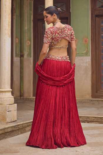 Tamanna Punjabi Kapoor Saba Crushed Embroidered Lehenga Set
