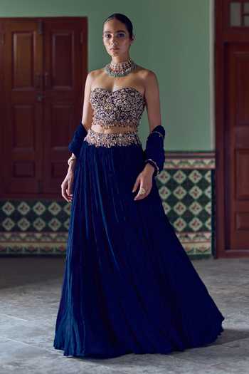 Tamanna Punjabi Kapoor Saira Textured Embroidered Lehenga Set