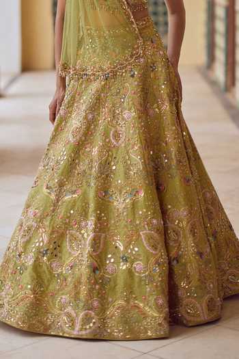 Shop Tamanna Punjabi Kapoor Yellow Raw Silk, Net Halter Neck Sitaara Embroidered Lehenga Set Online at Aza Fashions Shop_Tamanna Punjabi Kapoor_Yellow Raw Silk, Net Halter Neck Sitaara Embroidered Lehenga Set _Online_at_Aza_Fashions