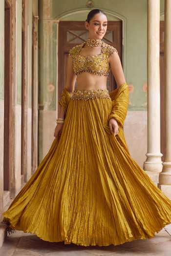 Tamanna Punjabi Kapoor Zoya Embroidered Crushed Lehenga Set