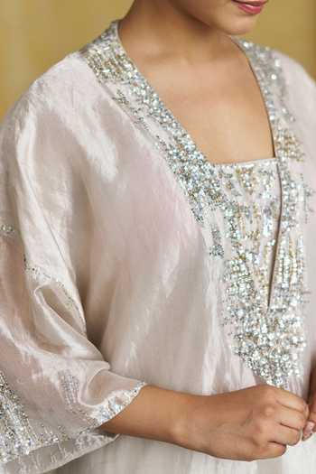 Vaaya White Tissue Square Neck Banarasi Woven Top And Pant Set at Aza Fashions Vaaya_White Tissue Square Neck Banarasi Woven Top And Pant Set _at_Aza_Fashions