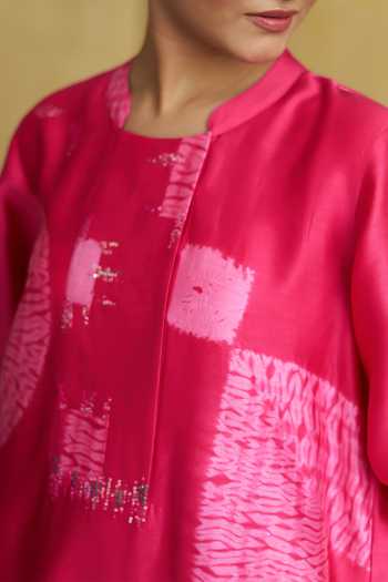 Buy_Vaaya_Pink Silk, Chanderi Handwoven Kurta And Pant Set 
