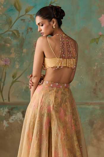 Zoon Yellow Silk Organza, Net Sweetheart Neck Aari Work Blouse Palazzo Set Online at Aza Fashions Zoon_Yellow Silk Organza, Net Sweetheart Neck Aari Work Blouse Palazzo Set _Online_at_Aza_Fashions