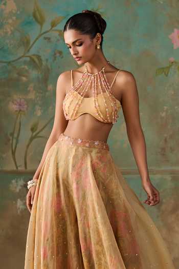Buy Zoon Yellow Silk Organza, Net Sweetheart Neck Aari Work Blouse Palazzo Set Online at Aza Fashions Buy_Zoon_Yellow Silk Organza, Net Sweetheart Neck Aari Work Blouse Palazzo Set _Online_at_Aza_Fashions