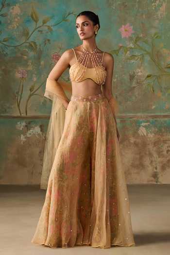 Shop Zoon Yellow Silk Organza, Net Sweetheart Neck Aari Work Blouse Palazzo Set Online at Aza Fashions Shop_Zoon_Yellow Silk Organza, Net Sweetheart Neck Aari Work Blouse Palazzo Set _Online_at_Aza_Fashions
