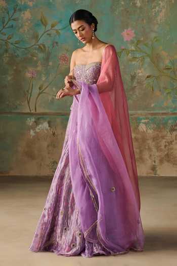 Zoon Purple , Tissue, Organza Sweetheart Aari Embroidered Blouse Lehenga Set Online at Aza Fashions Zoon_Purple , Tissue, Organza Sweetheart Aari Embroidered Blouse Lehenga Set _Online_at_Aza_Fashions