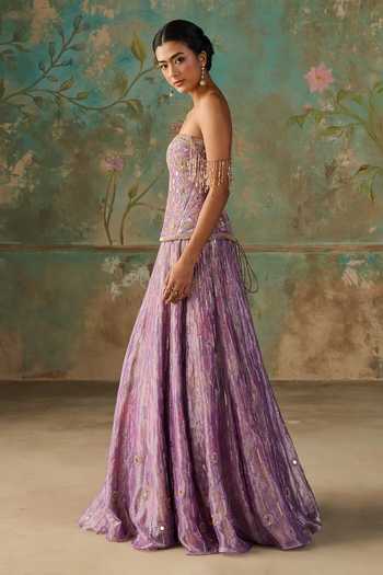 Buy Zoon Purple , Tissue, Organza Sweetheart Aari Embroidered Blouse Lehenga Set Online at Aza Fashions Buy_Zoon_Purple , Tissue, Organza Sweetheart Aari Embroidered Blouse Lehenga Set _Online_at_Aza_Fashions