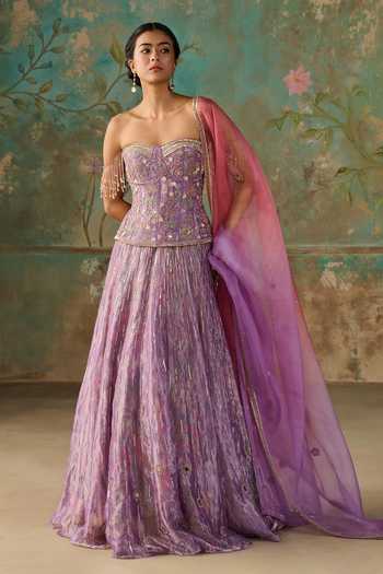Zoon Aari Embroidered Blouse Lehenga Set
