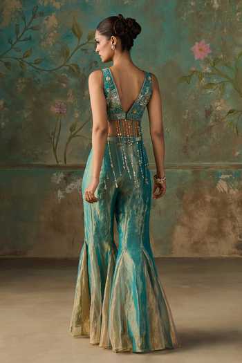 Zoon Aari Work Blouse Sharara Set
