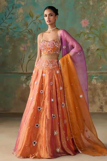 Zoon Silk Tissue Kalidar Lehenga Set