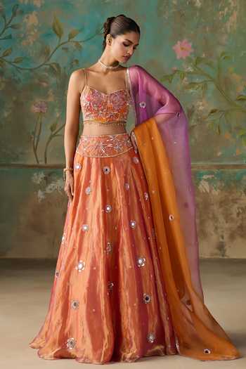 Buy Zoon Orange , Tissue, Organza Kalidar Lehenga Set Buy_Zoon_Orange , Tissue, Organza Kalidar Lehenga Set