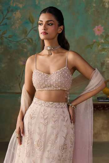Shop Zoon Pink Net Aari Embroidered Lehenga Set Online at Aza Fashions Shop_Zoon_Pink Net Aari Embroidered Lehenga Set _Online_at_Aza_Fashions