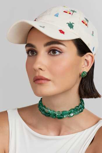 Shop Anaash Emerald Green Double Layered Tumble Choker at Aza Fashions Shop_Anaash_Emerald Green Double Layered Tumble Choker _at_Aza_Fashions