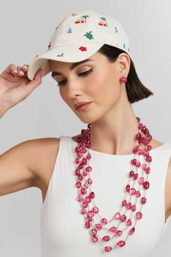 Anaash Layered Piped Red Tumbles Necklace 
