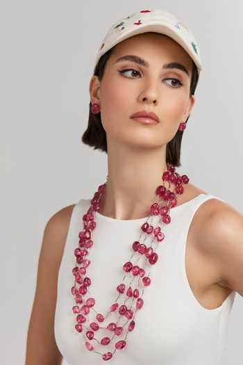 Anaash Layered Piped Red Tumbles Necklace 