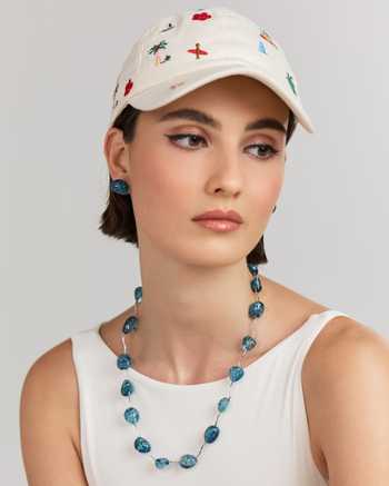 Anaash Single Piped Blue Tumbles Necklace 