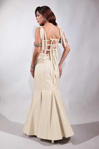 Jubinav Chadha Hand-Embroidered Shell Net Corset 