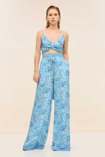 Tangerine Tiger Lysa Tie-up Blue Crop Top 