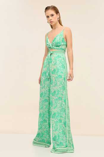 Tangerine Tiger Green Crepe Plunge Neck Lysa Tie-up Crop Top Online at Aza Fashions Tangerine Tiger_Green Crepe Plunge Neck Lysa Tie-up Crop Top _Online_at_Aza_Fashions
