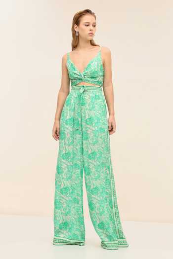 Tangerine Tiger Lysa Tie-up Green Crop Top 