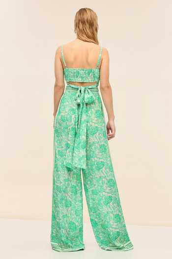 Tangerine Tiger Lysa Tie-up Green Crop Top 