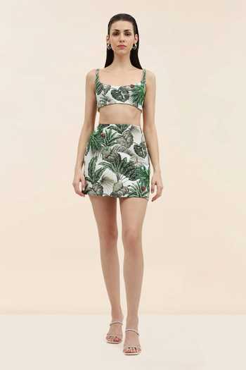Tangerine Tiger Mira Eucalyptus Print Crop Top & Skirt Set 