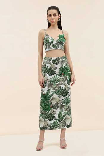 Tangerine Tiger Camila Eucalyptus Print Crop Top & Skirt Set 