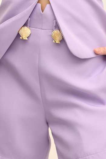 Buy_Tangerine Tiger_Purple Crepe Aven Amethyst Shorts _Online_at_Aza_Fashions