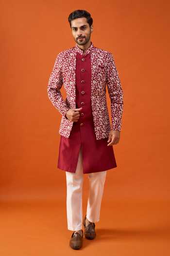 Arihant Rai Sinha Floral Embroidered Layered Sherwani Set 