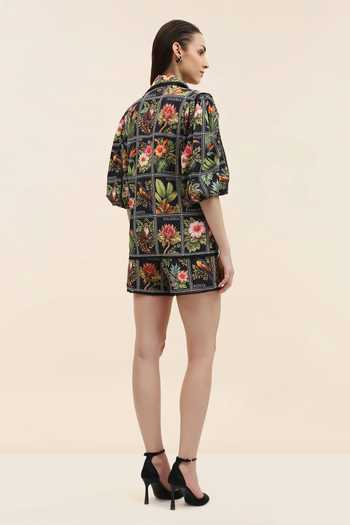 Tangerine Tiger Aven Postcard Print Midnight Shorts 
