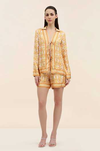 Tangerine Tiger Elio Marigold Pineapple Print Shorts 