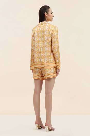 Tangerine Tiger Elio Marigold Pineapple Print Shorts 