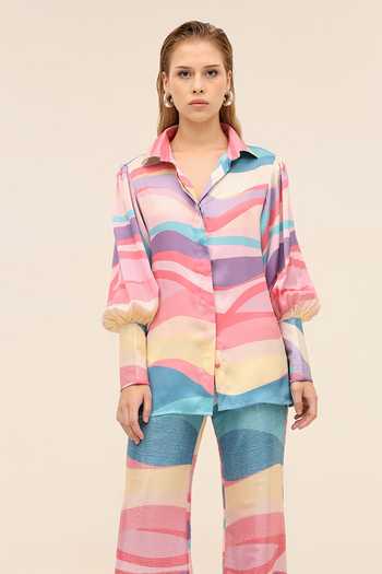 Tangerine Tiger Aqua Skye Satin Shirt 