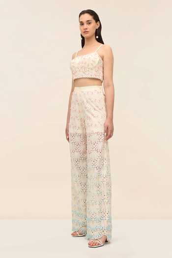 Tangerine Tiger White Square Neck Bubbi Oyster Crop Top And Palazzo Set Online at Aza Fashions Tangerine Tiger_White Square Neck Bubbi Oyster Crop Top And Palazzo Set _Online_at_Aza_Fashions